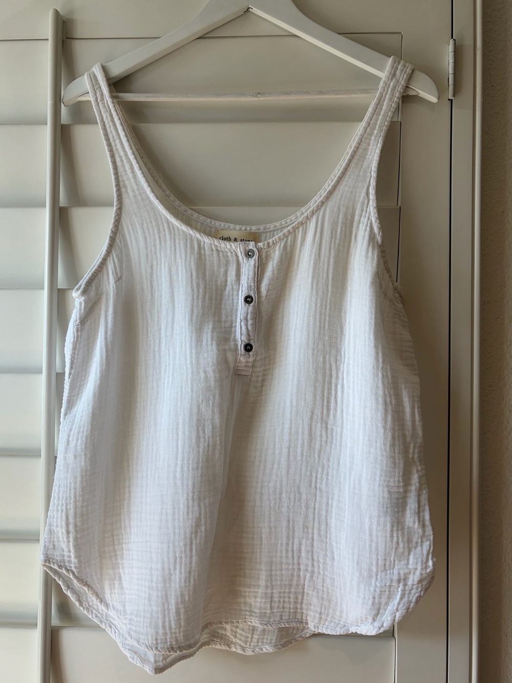 CLOTH & STONE EUC White Gauze Gauzy Cotton Button Front Tank Top XS